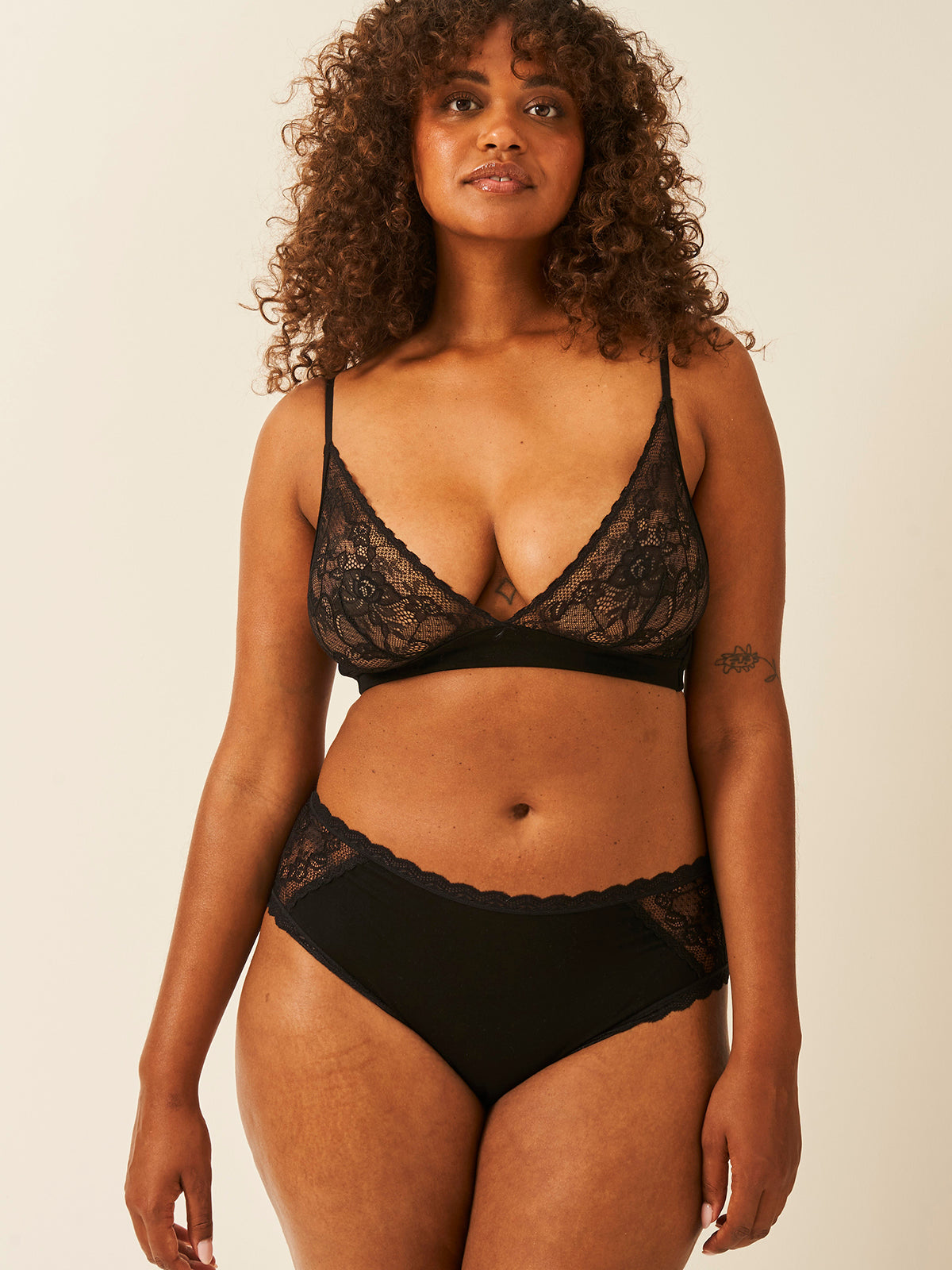 Eco Lace High Rise Brief Four Pack - Black