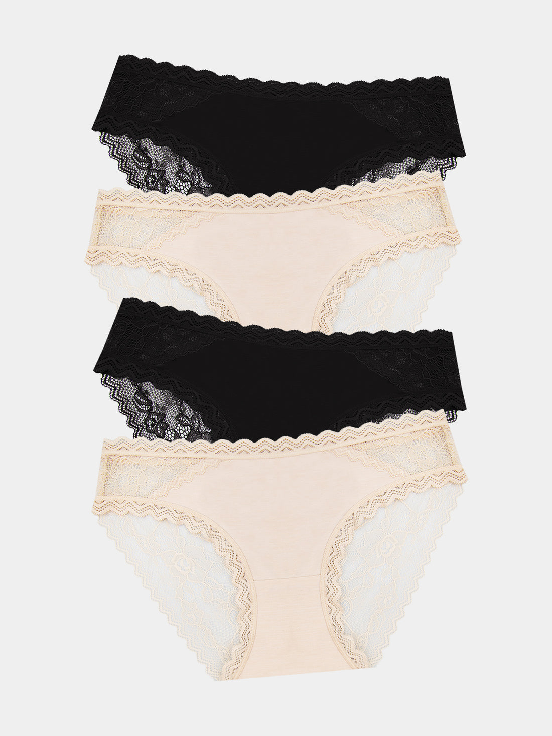 Eco Lace Original Brief Four Pack - Black & Sand Hop Lun Limited