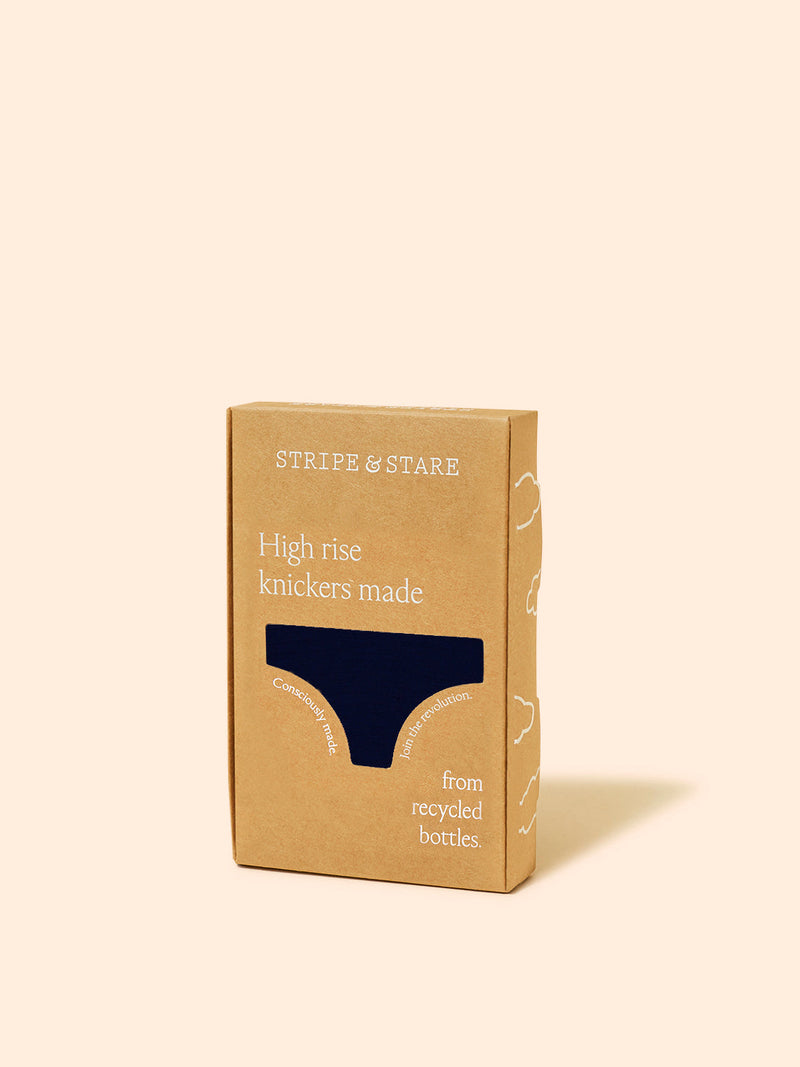 Eco Lace High Rise Brief - Navy