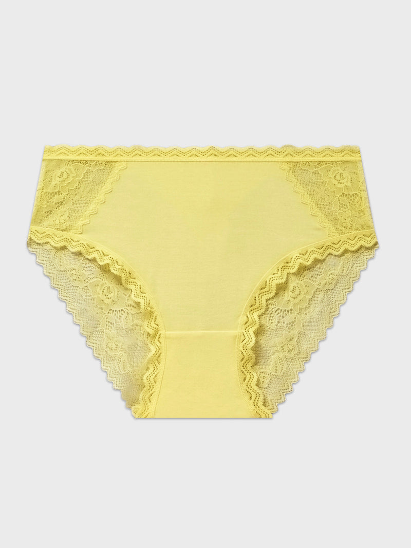 Eco Lace High Rise Brief - Lemon Zest