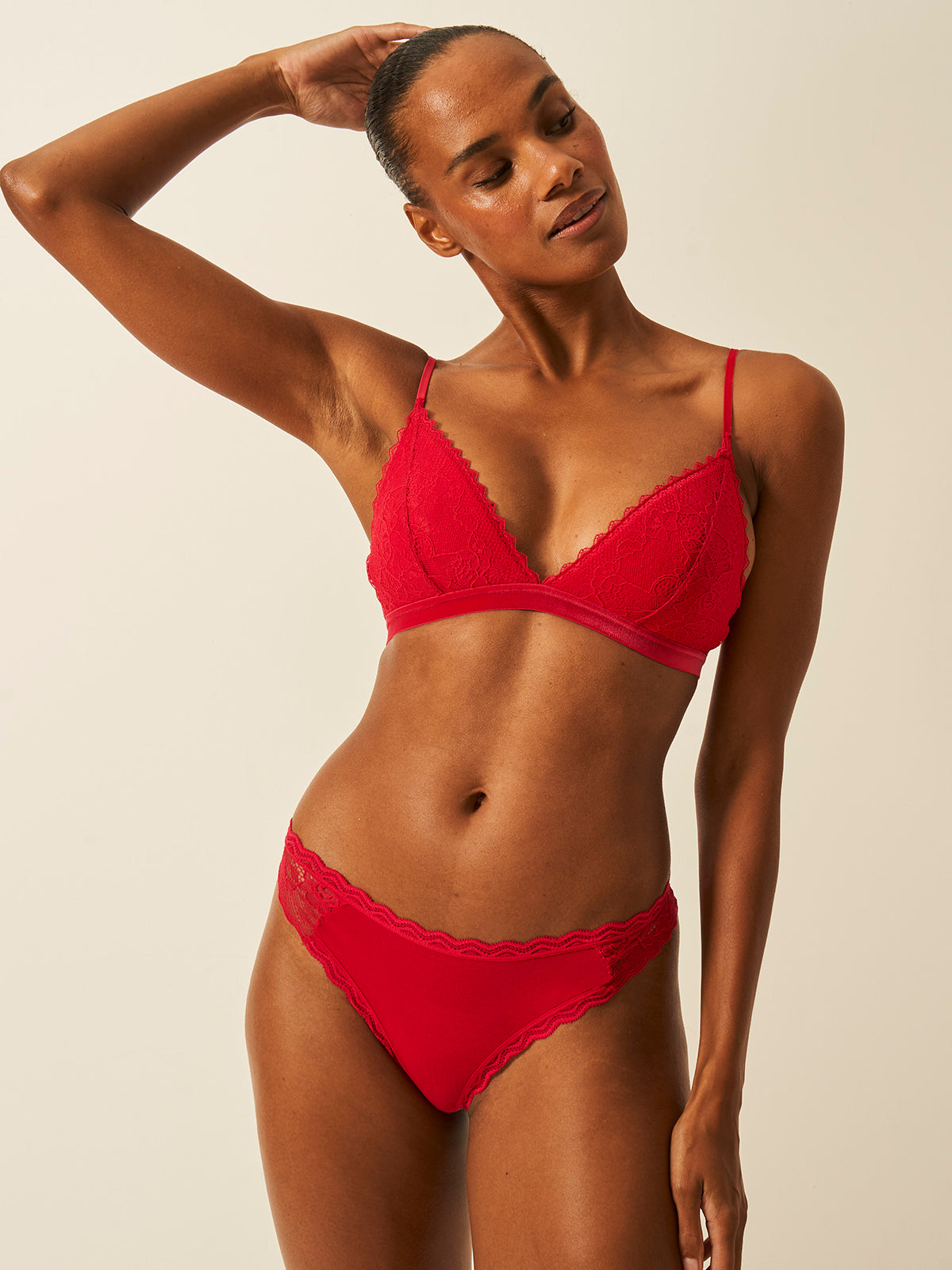 Eco Lace Thong - Lipstick Red