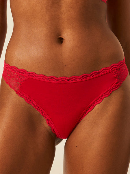 Eco Lace Thong - Lipstick Red