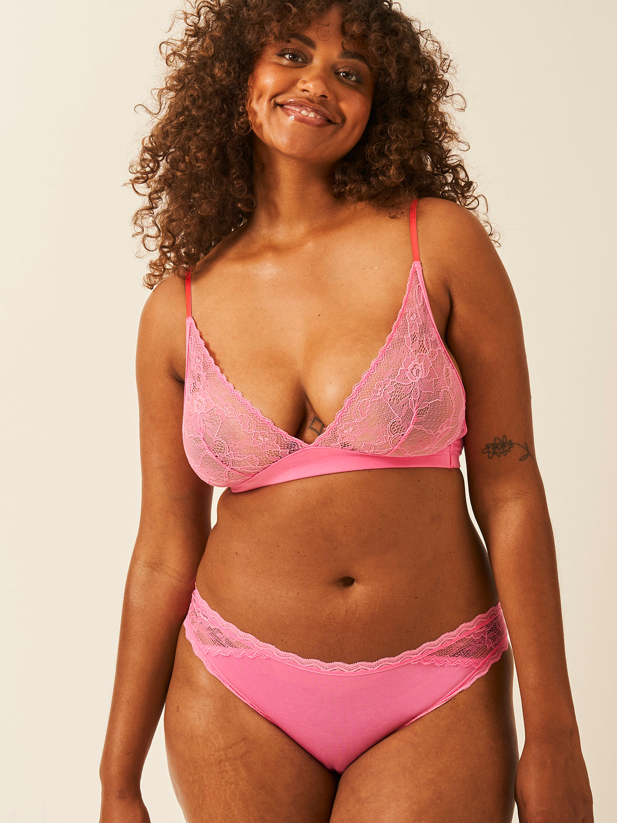 Eco Lace Triangle Bra - Pink Cosmos & Hibiscus Hop Lun Limited