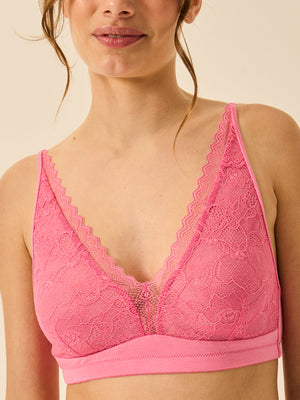 Eco Lace Double Layer Plunge Bra - Pink Cosmos