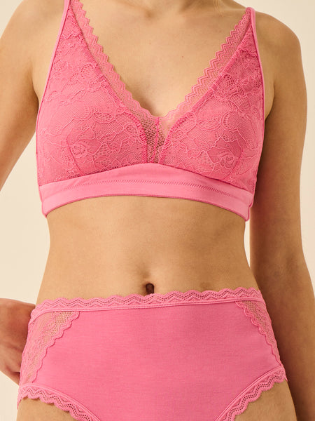 Eco Lace Double Layer Plunge Bra - Pink Cosmos