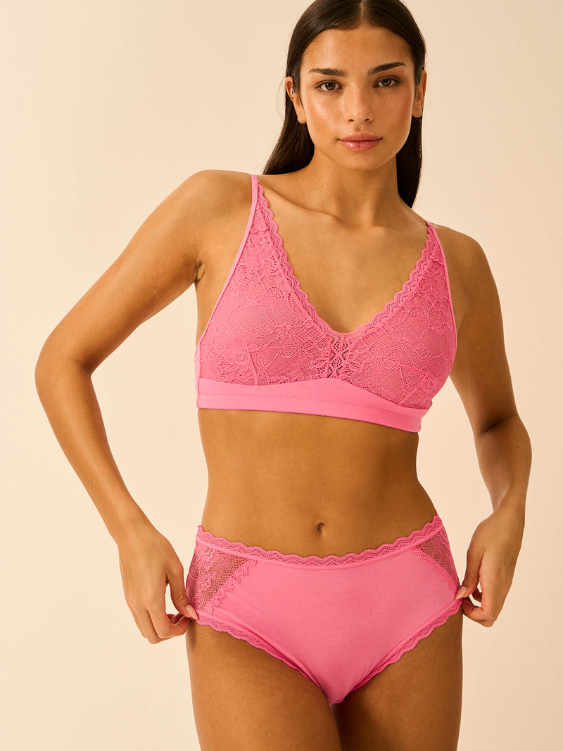 Eco Lace High Rise Brief - Pink Cosmos