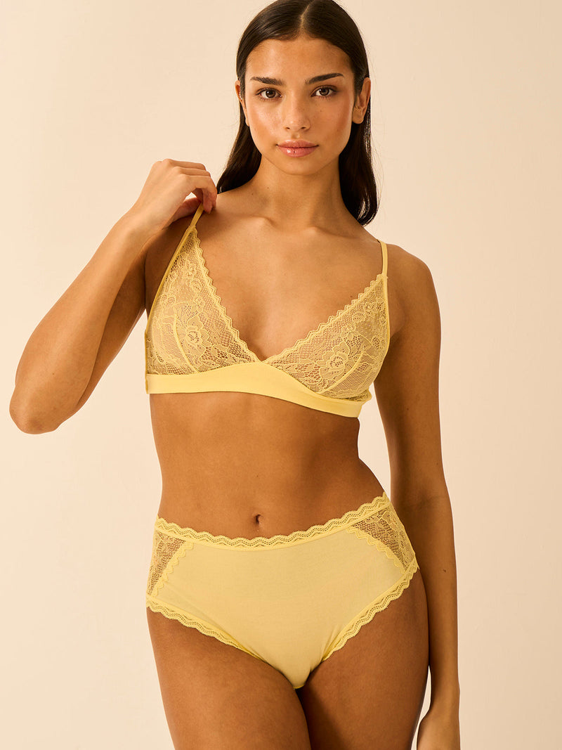 Eco Lace Triangle Bra - Lemon Zest