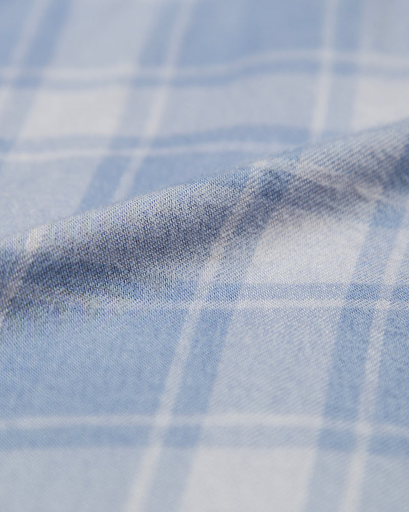 Soft Brushed Woven Pajama Shorts - Blue Check Anjos & Lourenco