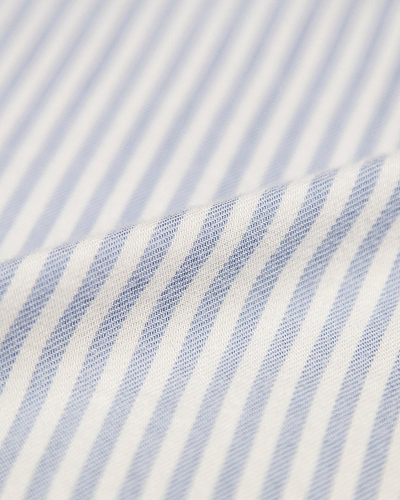 Soft Brushed Woven Short Sleeve Pajama Top - Blue Stripe Anjos & Lourenco