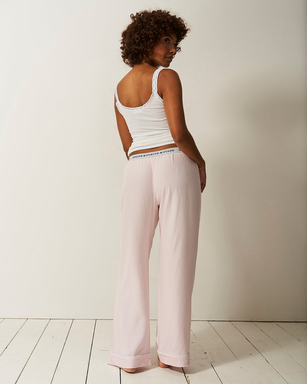 Soft Brushed Woven Pajama Bottoms - Pink Stripe Stripe & Stare