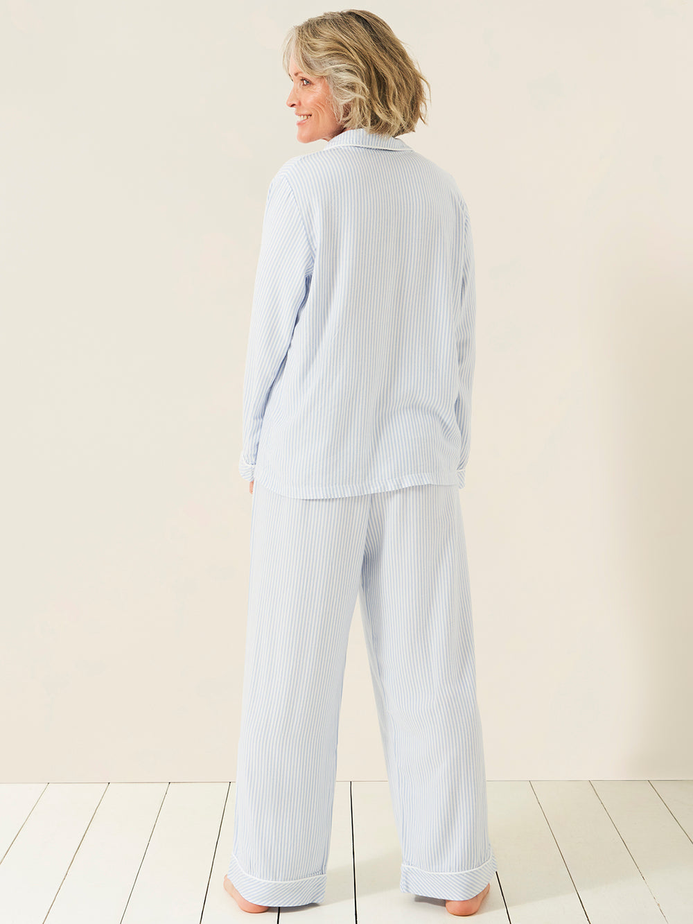 Soft Brushed Woven Pajama Top - Blue Stripe Anjos & Lourenco
