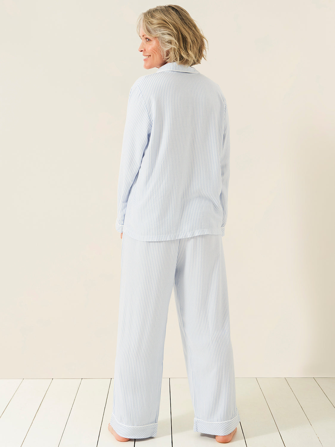 Soft Brushed Woven Pajama Top - Blue Stripe Anjos & Lourenco