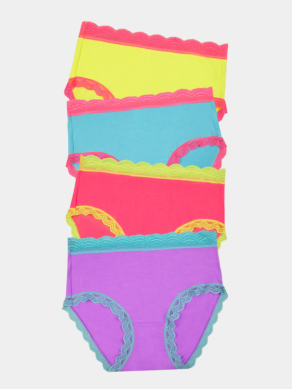 High Rise Brief Four Pack - Electric Neon Stripe & Stare
