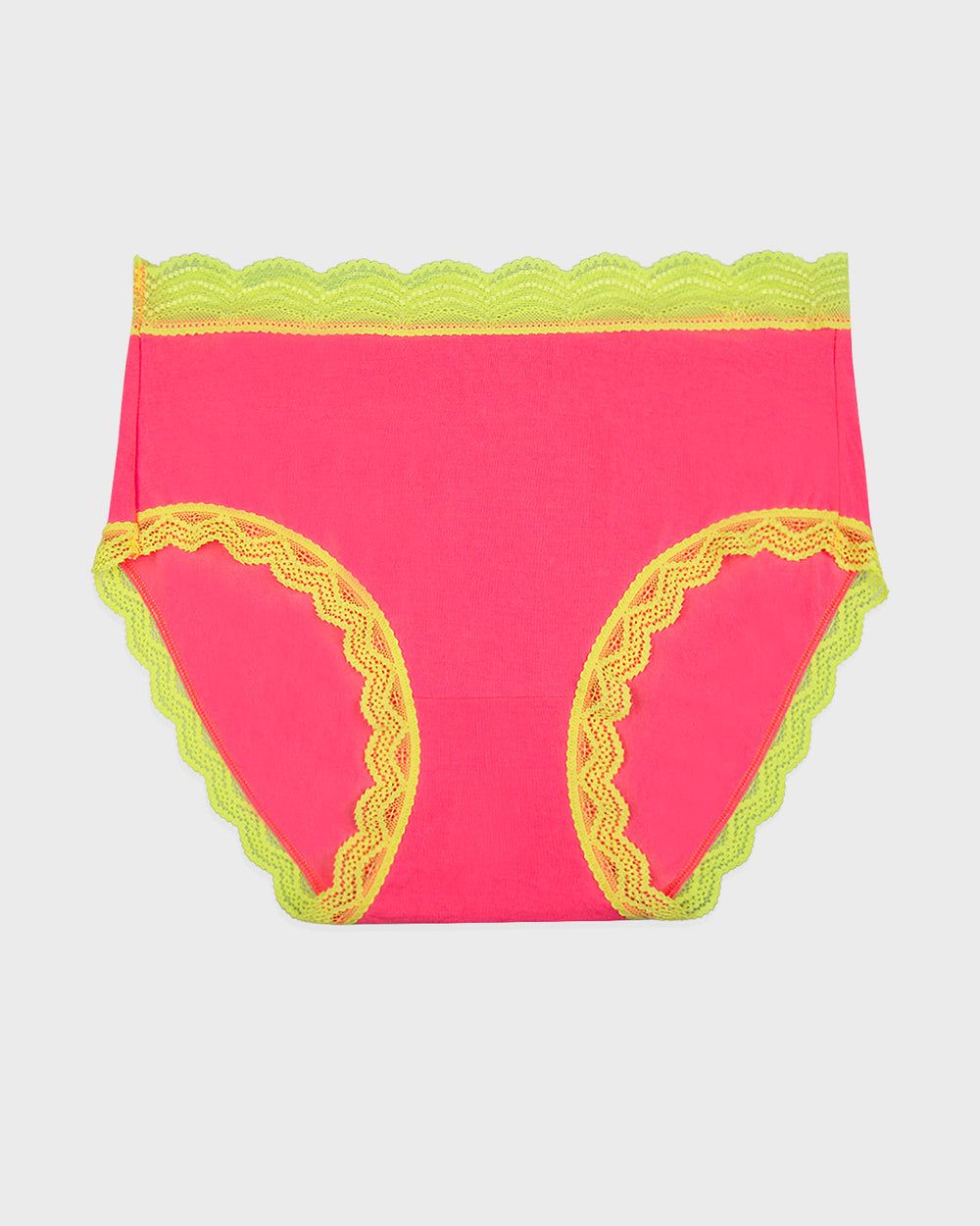 High Rise Brief - Electric Neon Pink and Yellow Stripe & Stare