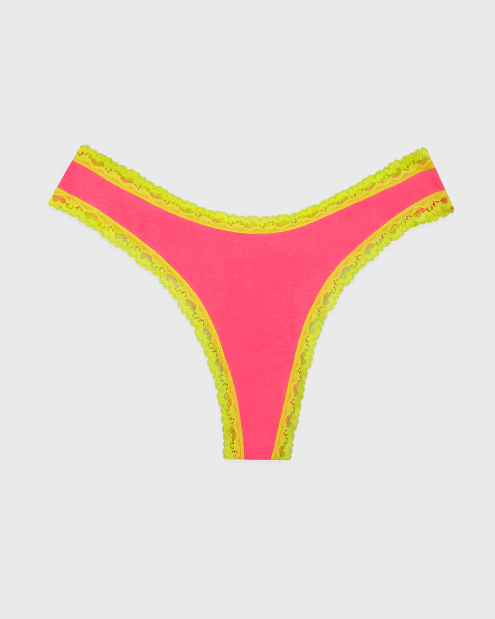 Thong - Electric Neon Pink and Yellow Stripe & Stare