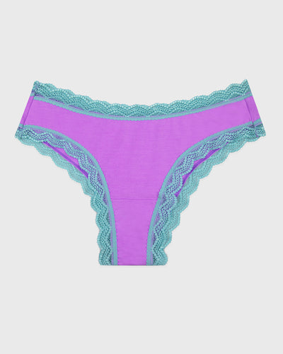 Brazilian Brief - Electric Neon Purple and Turquoise Stripe & Stare