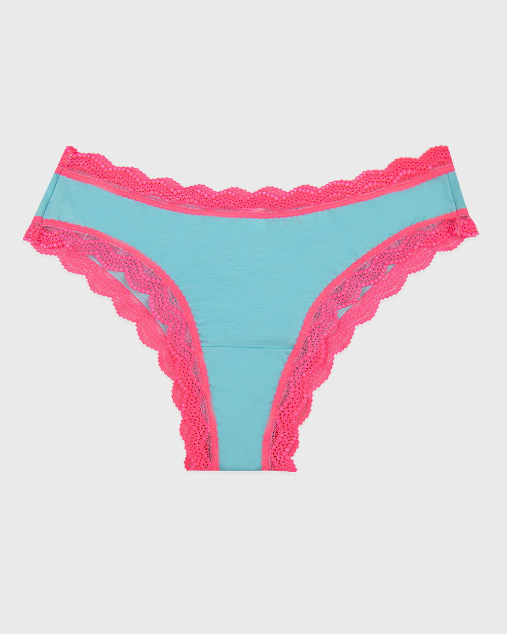 Brazilian Brief - Electric Neon Turquoise and Pink Stripe & Stare