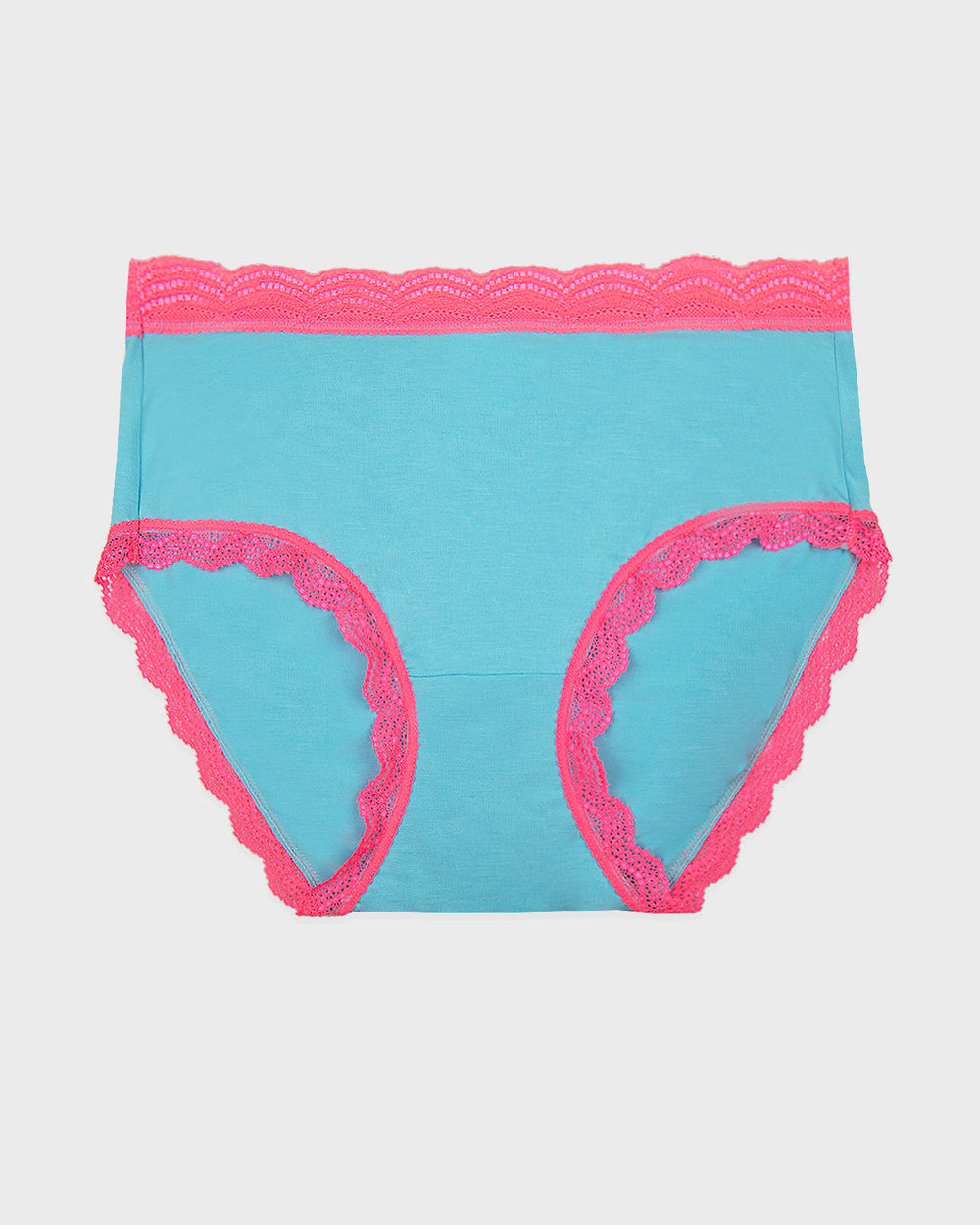 High Rise Brief - Electric Neon Turquoise and Pink Stripe & Stare