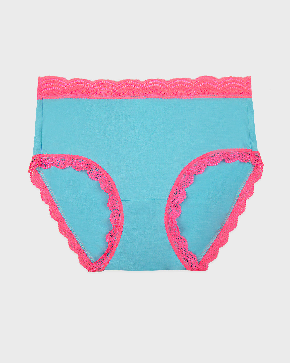 High Rise Brief - Electric Neon Turquoise and Pink Charming Garment Enterprises Co