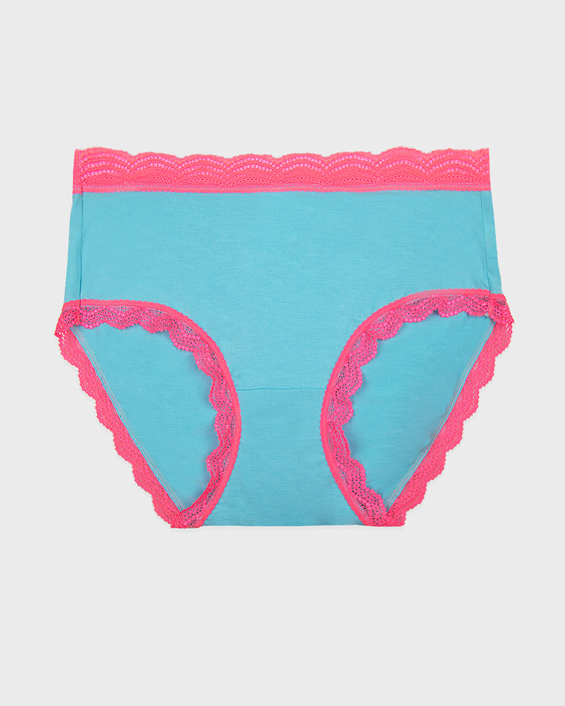 High Rise Brief - Electric Neon Turquoise and Pink Charming Garment Enterprises Co