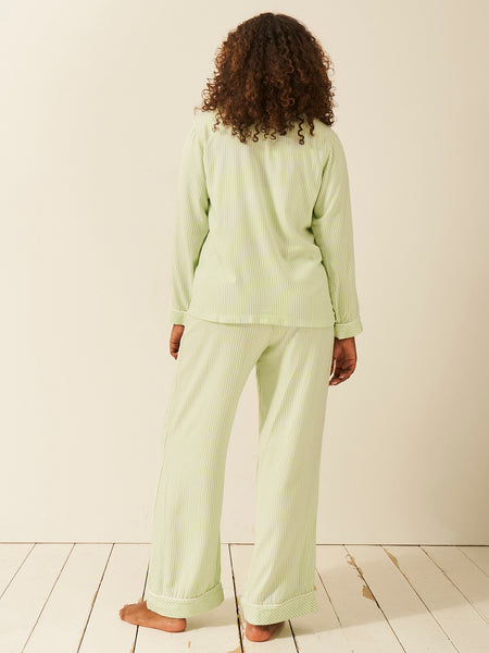 Emily English X S&S Soft Brushed Woven Pajama Bottoms - Matcha Stripe Anjos & Lourenco