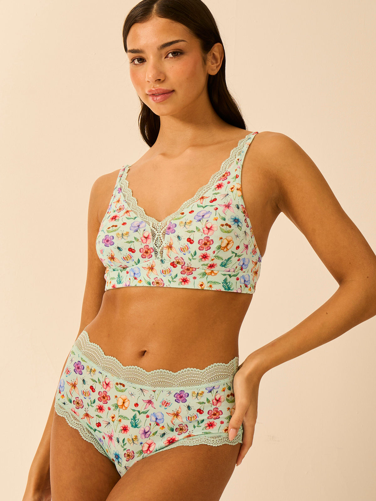Lace Plunge Bra - Ethereal Wildflowers
