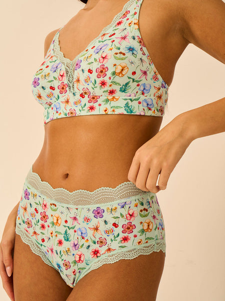 Lace Plunge Bra - Ethereal Wildflowers