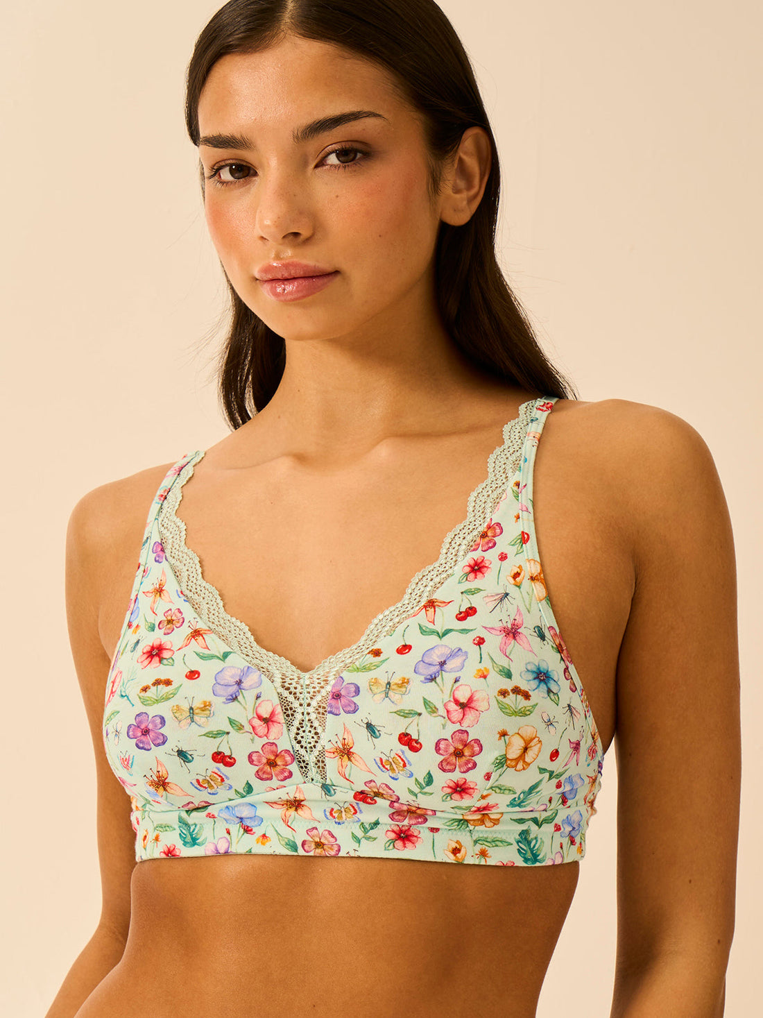Lace Plunge Bra - Ethereal Wildflowers