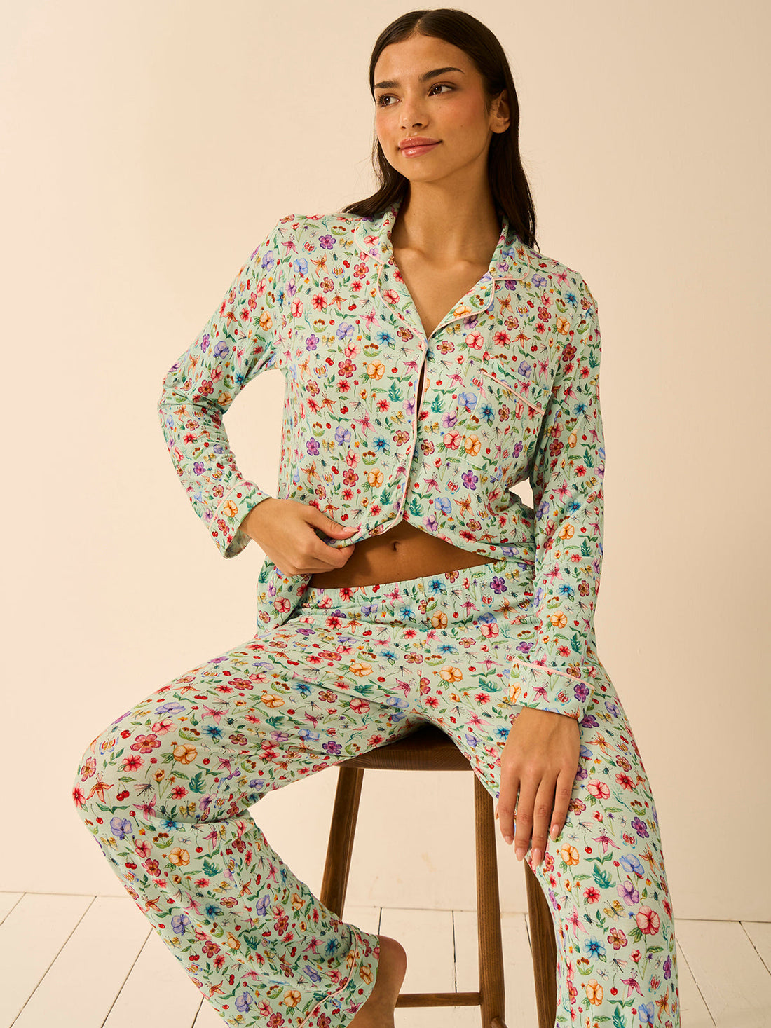 Long Pajama Set - Ethereal Wildflowers