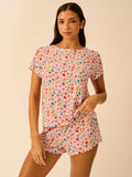 T-shirt & Short Pajama Set - Ethereal Wildflowers