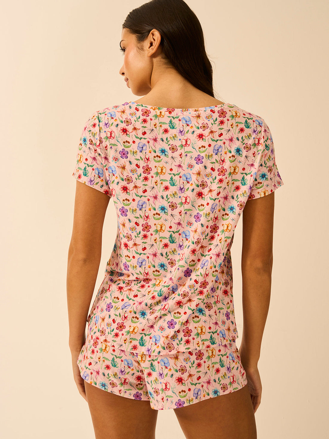 T-shirt & Short Pajama Set - Ethereal Wildflowers