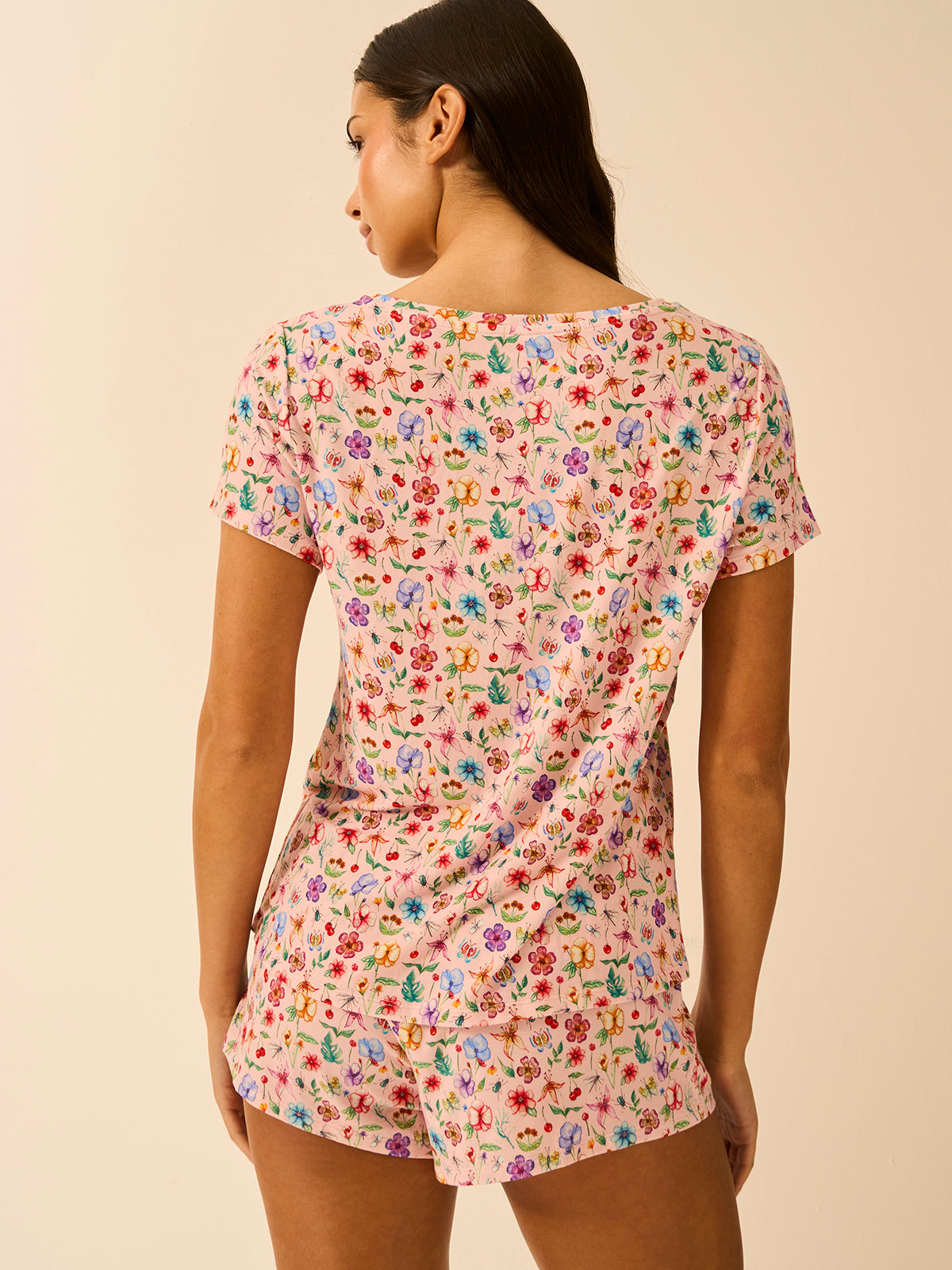 T-shirt & Short Pajama Set - Ethereal Wildflowers