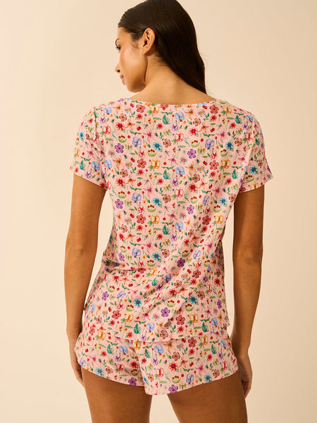 T-shirt & Short Pajama Set - Ethereal Wildflowers