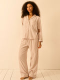 Soft Brushed Woven Pajama Bottoms - Eucalyptus Stripe