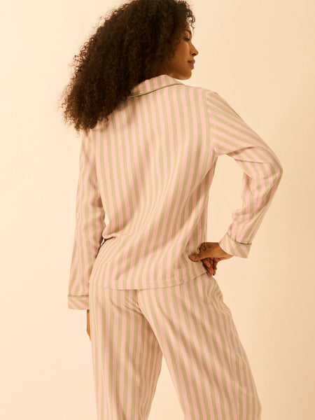 Soft Brushed Woven Pajama Top - Eucalyptus Stripe