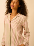 Soft Brushed Woven Pajama Top - Eucalyptus Stripe