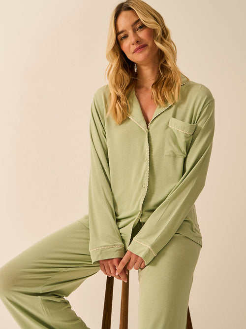 Long Pajama Set - Eucalyptus Pastels
