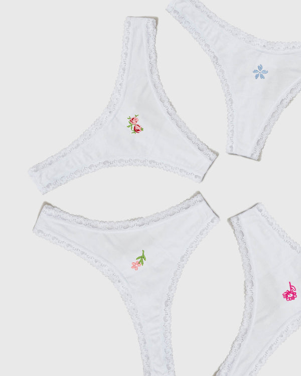 Thong Four Pack - Eveliina Embroidered Garden Stripe & Stare®