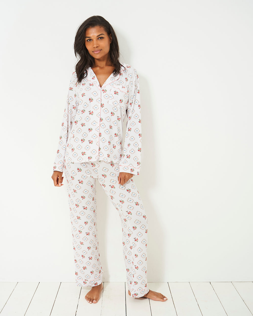 Long Pajama Set - Eveliina Antique Rose Stripe & Stare®