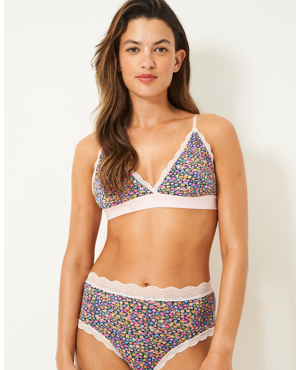 High Rise Brief - Floral Wonderland Pink Stripe & Stare