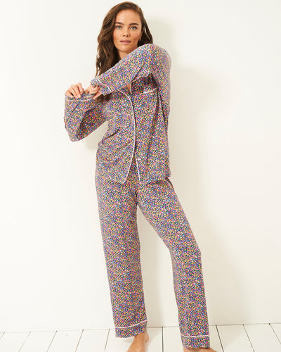 Long Pajama Set - Floral Wonderland Stripe & Stare