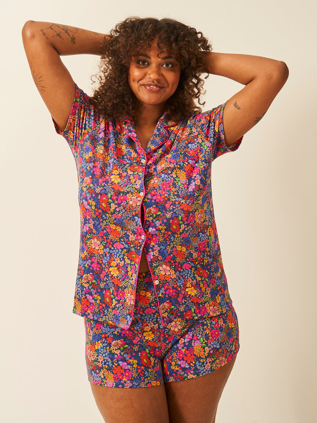 Short Pajama Set - Full Bloom Stripe & Stare