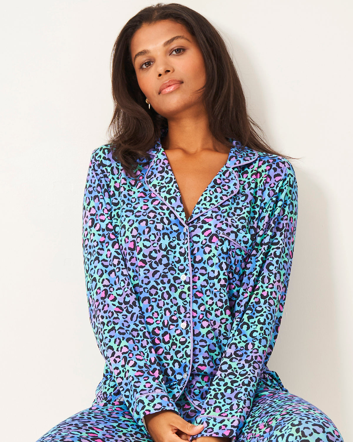 Blue leopard 2024 print pajamas