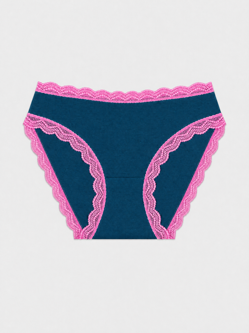 Mid Rise High Leg Brief - Midnight Neon Pink