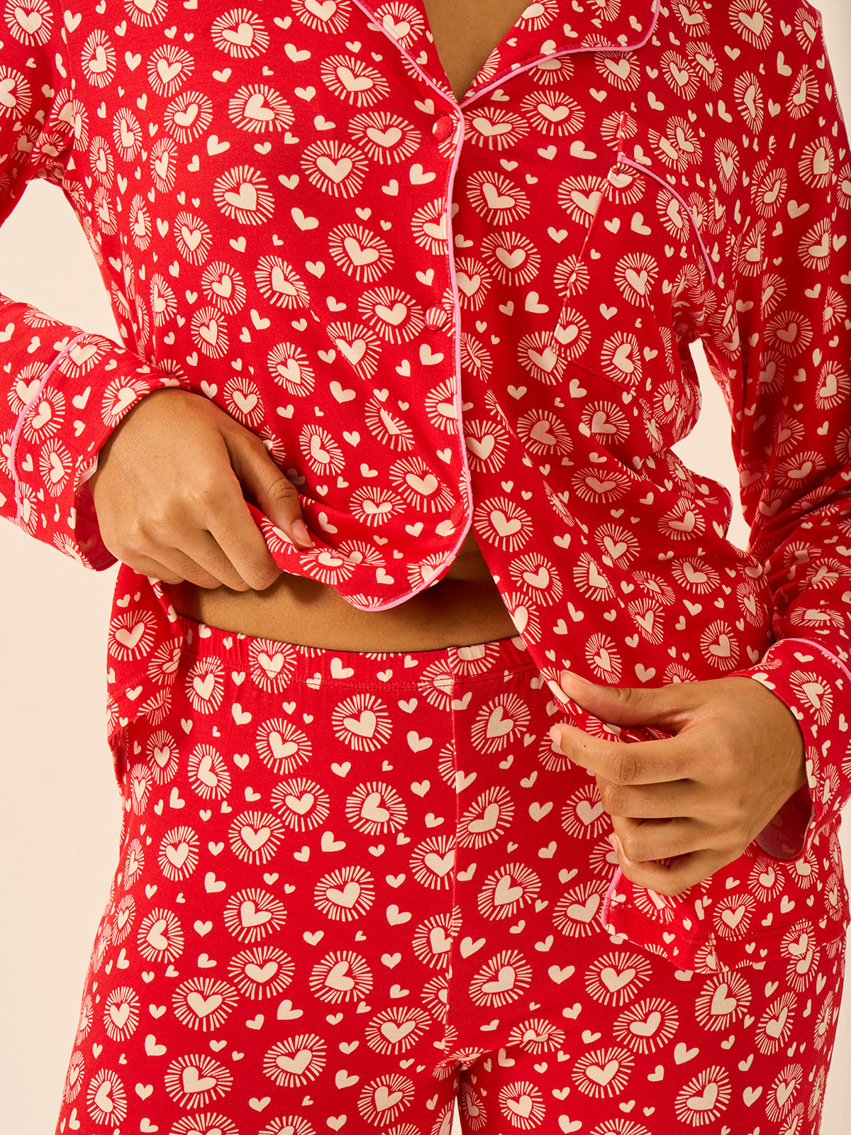 Long Pajama Set - Hearts on Fire