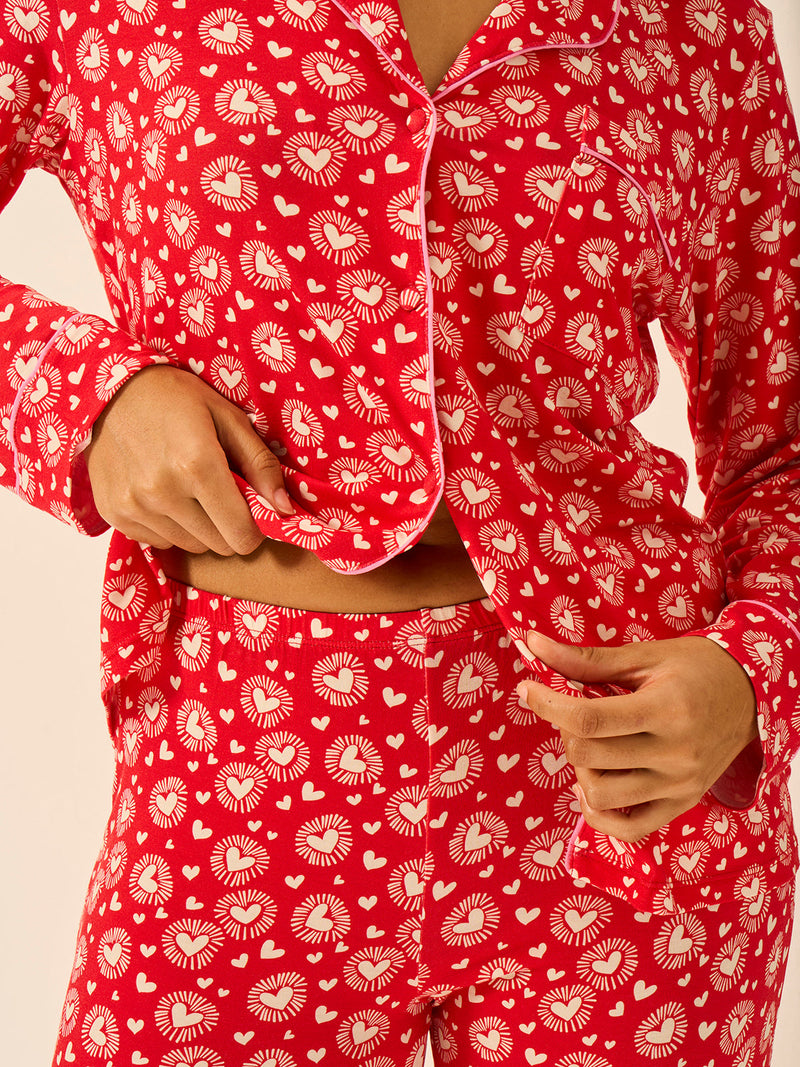 Long Pajama Set - Hearts on Fire