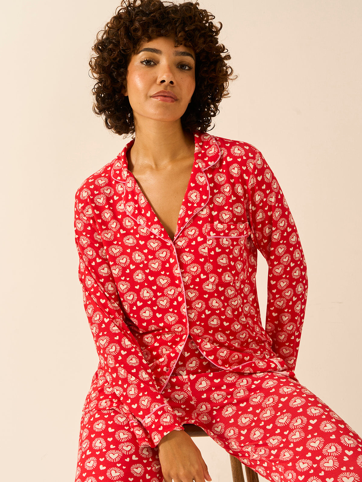 Long Pajama Set - Hearts on Fire