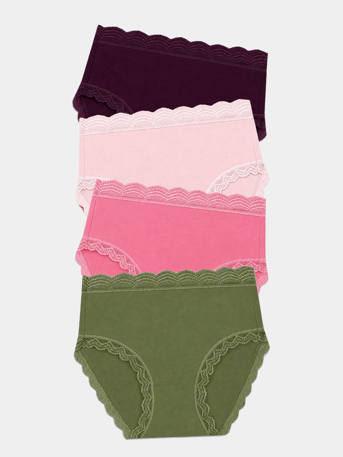 High Rise Brief Four Pack - Black Cherry & Olive