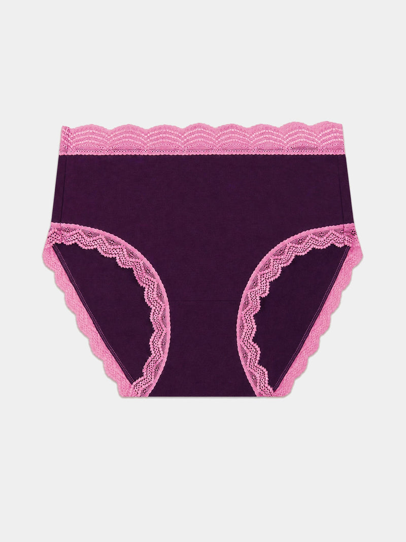 High Rise Brief - Black Cherry & Pink Pop