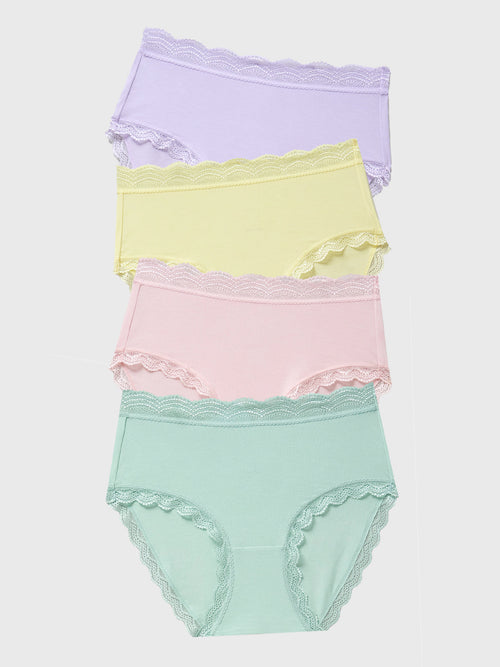 High Rise Brief Four Pack - Petal Pastel